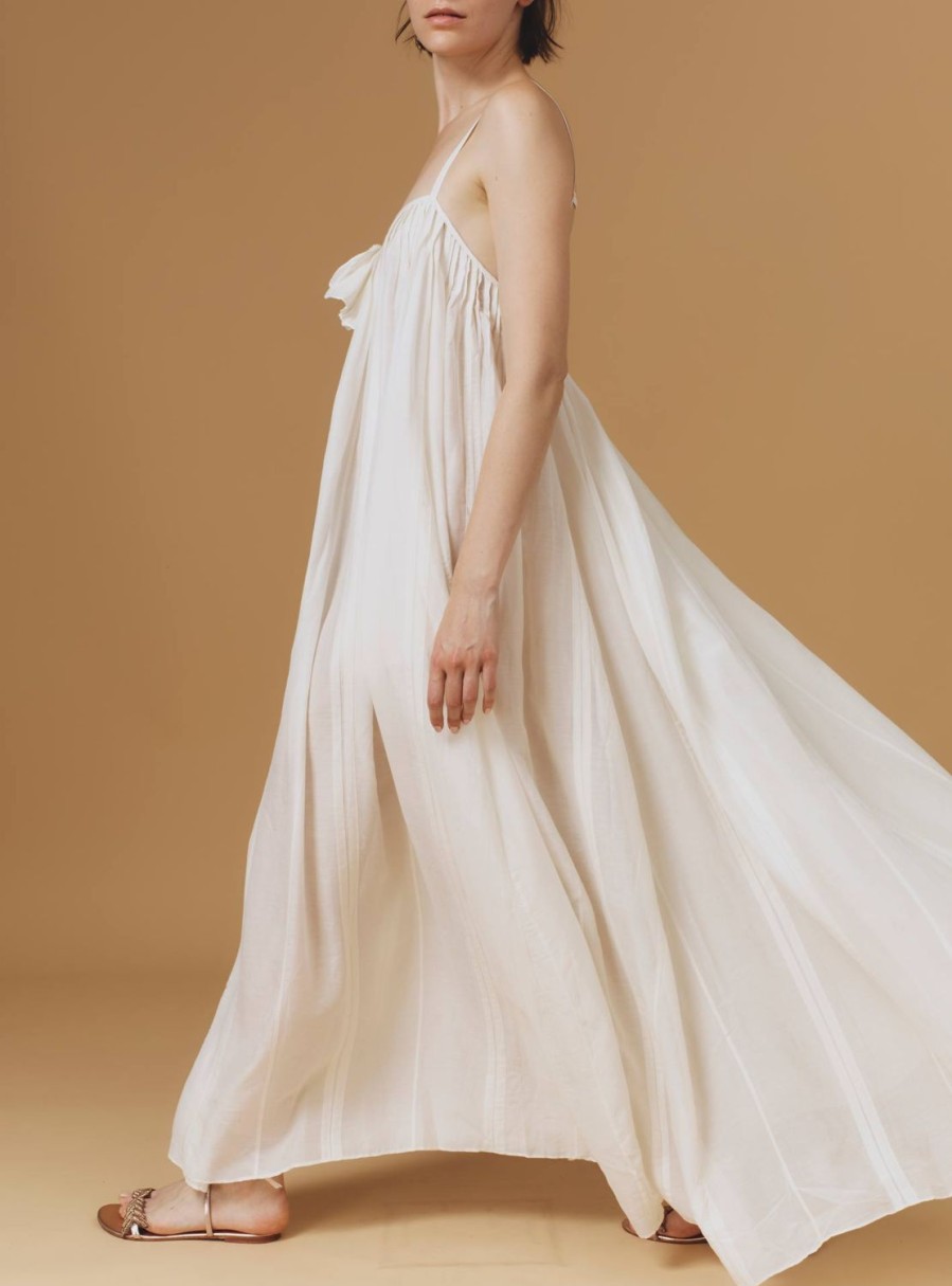 Dresses Thierry Colson | Zenobia Long Dress - Optical Pleats Off White